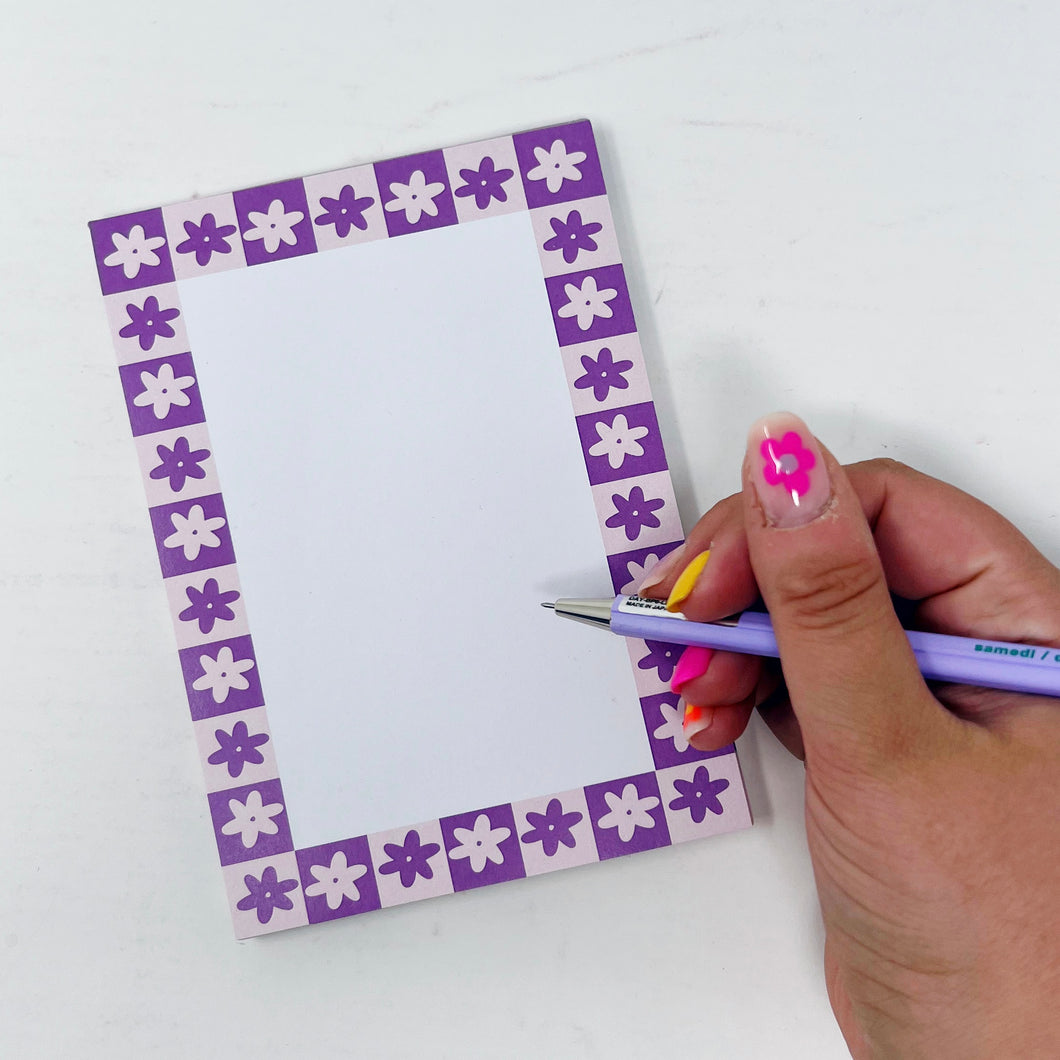 Purple Flower Blank A6 Notepad