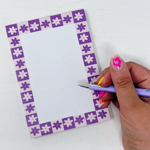 Purple Flower Blank A6 Notepad