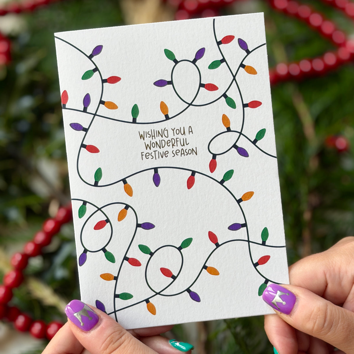 Christmas Vintage Lights | Festive String Lights Card 'Wishing You a Wonderful Festive Season'