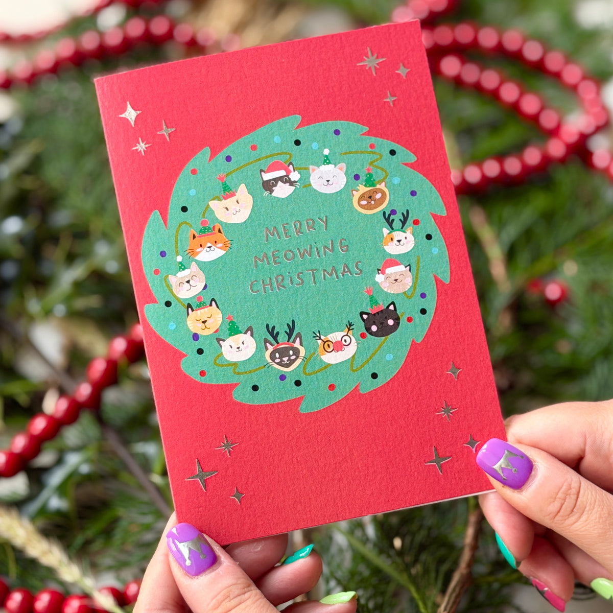 Funny Cat Christmas Card | Christmas Card for Cat Owners 'Merry Meowing Christmas'