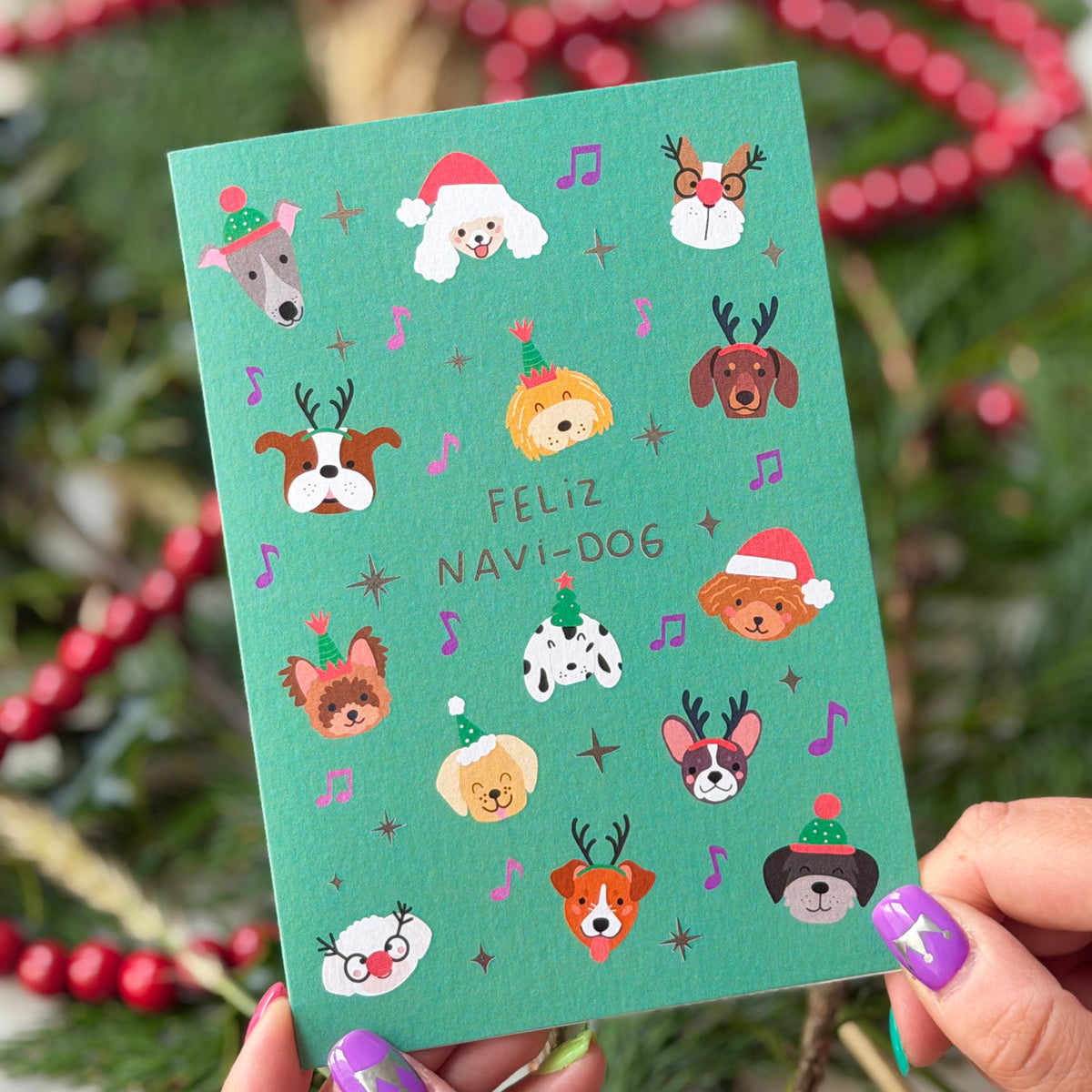 Cute Christmas Card with Dogs | Festive Card for Dog Lovers 'Feliz Navidog'