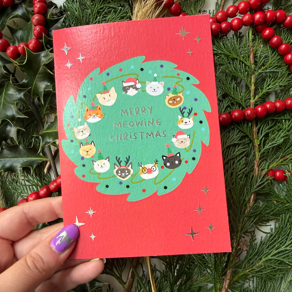 Funny Cat Christmas Card | Christmas Card for Cat Owners 'Merry Meowing Christmas'