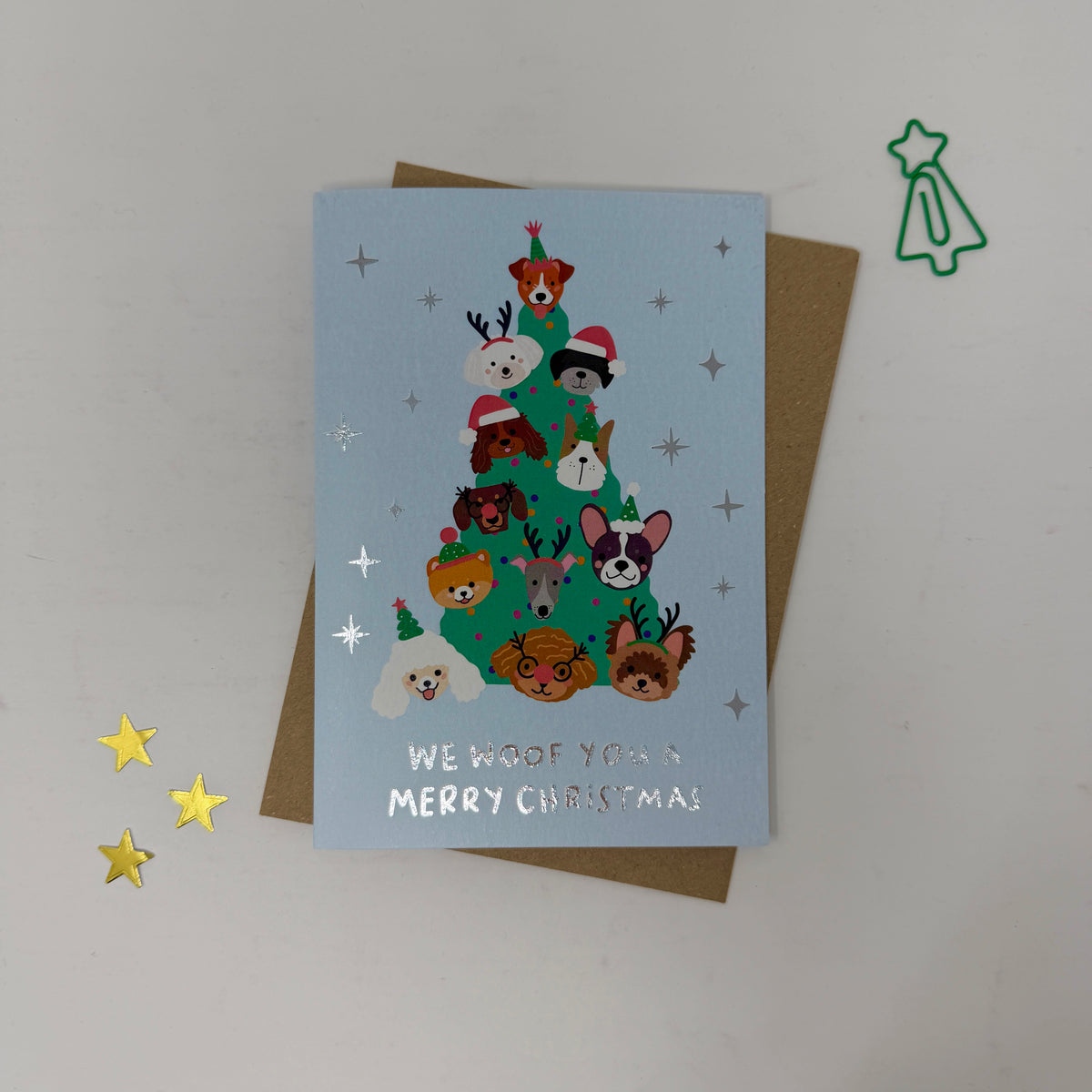 Christmas Card for Dog Lovers | Cute Festive Dog Card 'We Woof You A Merry Christmas'