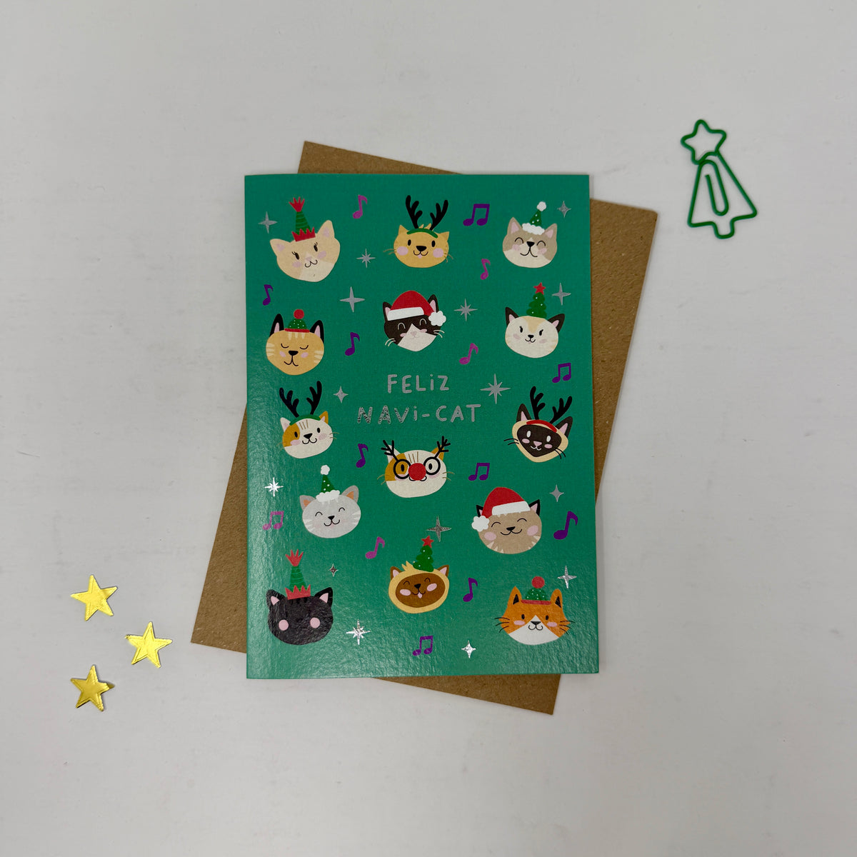 Cute Christmas Card with Cats | Festive Card for Cat Lovers 'Feliz Navicat'