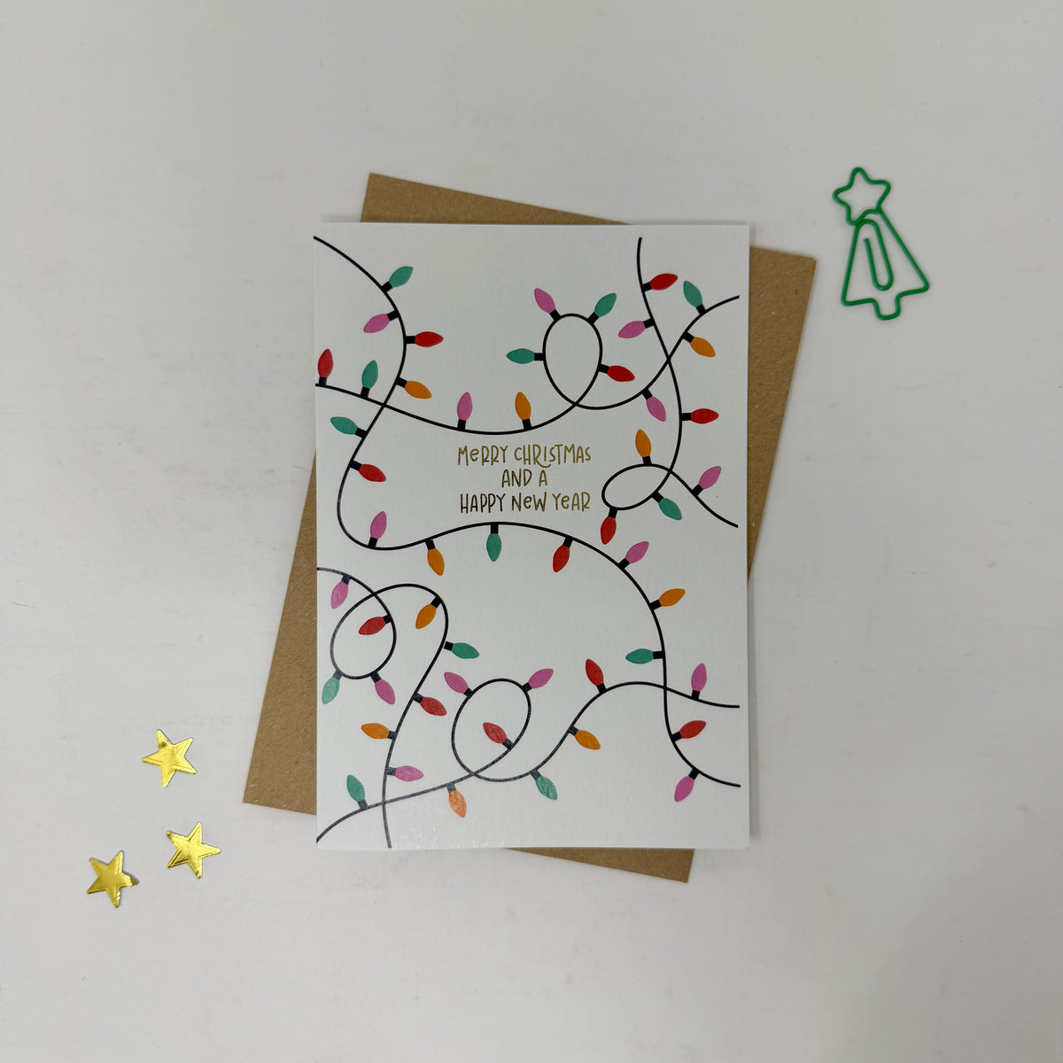 Christmas Vintage Lights | Festive String Lights Card 'Merry Christmas and a Happy New Year'