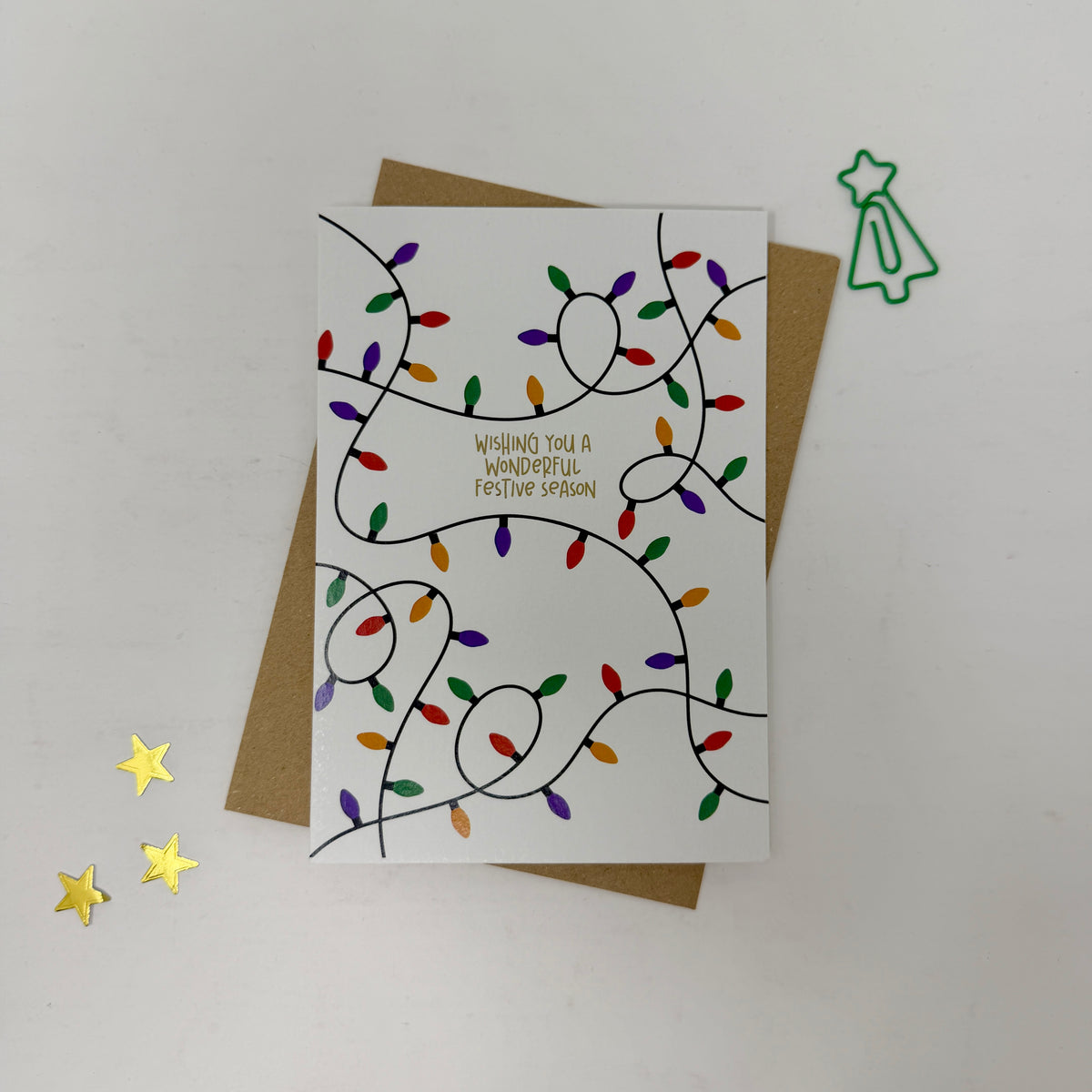 Christmas Vintage Lights | Festive String Lights Card 'Wishing You a Wonderful Festive Season'