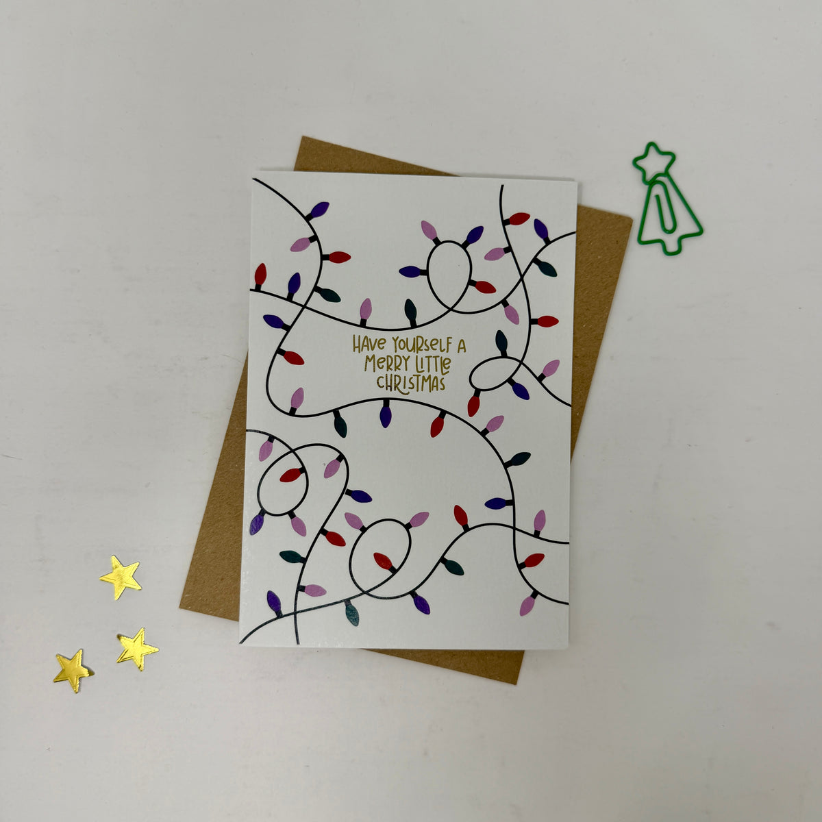 Christmas Vintage Lights | Festive String Lights Card 'Have Yourself a Merry Little Christmas'