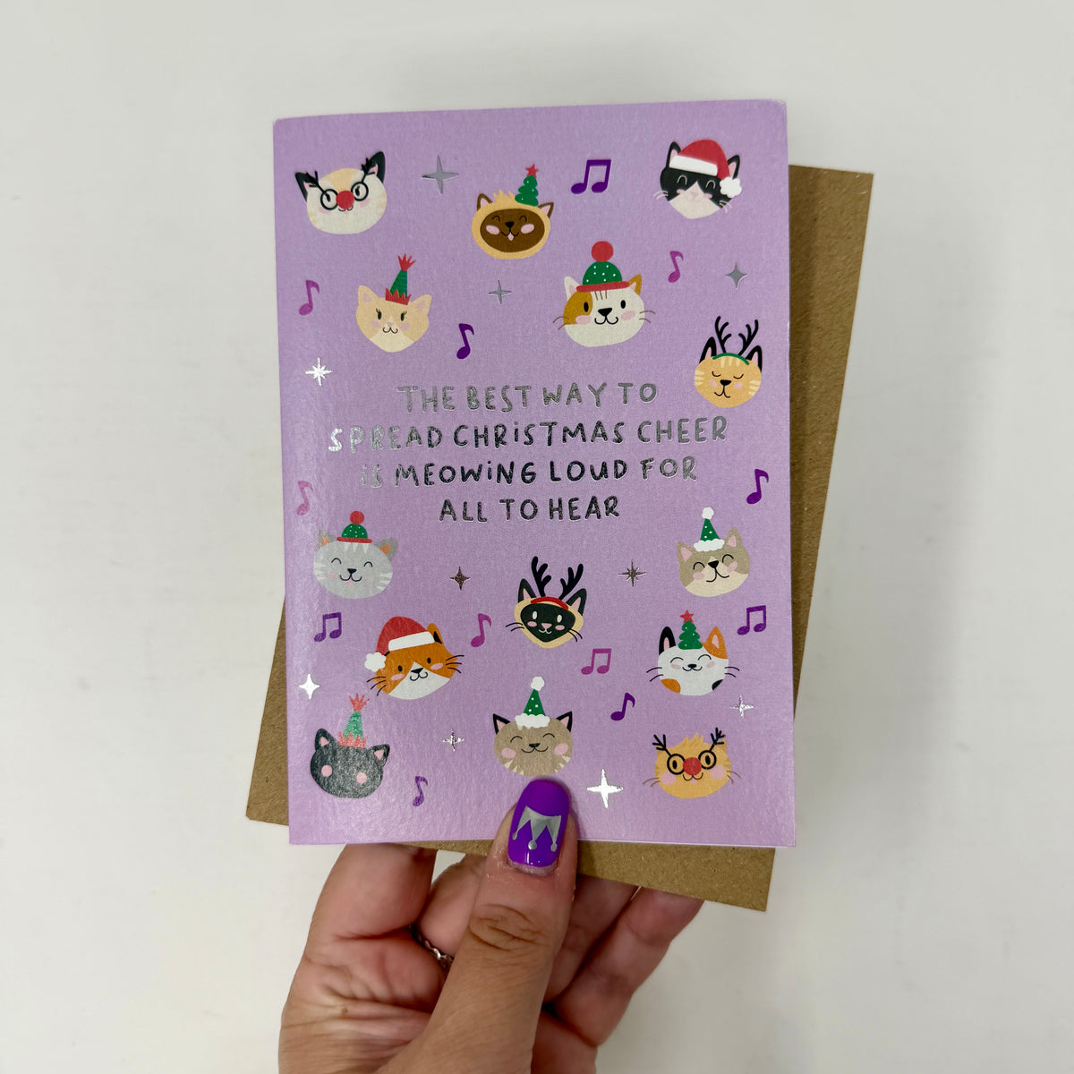 Cat Christmas Card | Festive Christmas Card for Cat Lovers 'The Best Way To Spread Christmas Cheer Is Meowing Loud For All To Hear.'