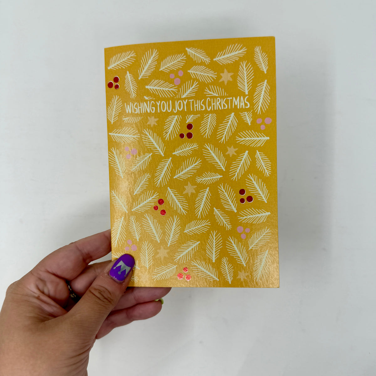 Yellow Foliage Christmas Card | Botanical Card | Festive Christmas Card 'Wishing You Joy This Christmas'