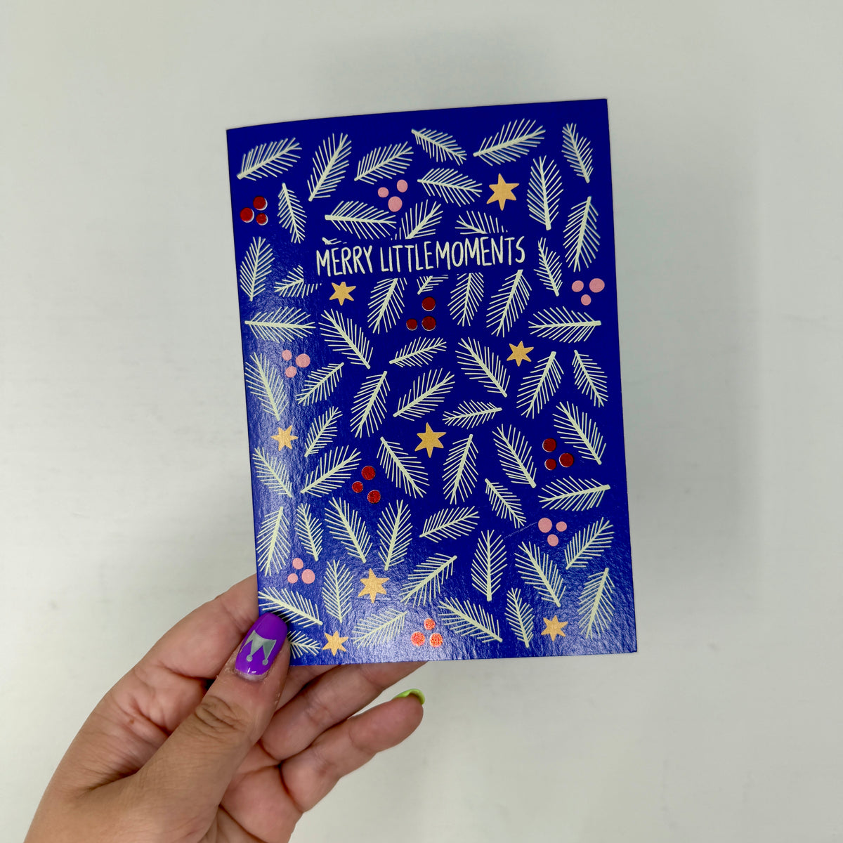 Purple Foliage Christmas Card | Festive Christmas Card 'Merry Little Moments'