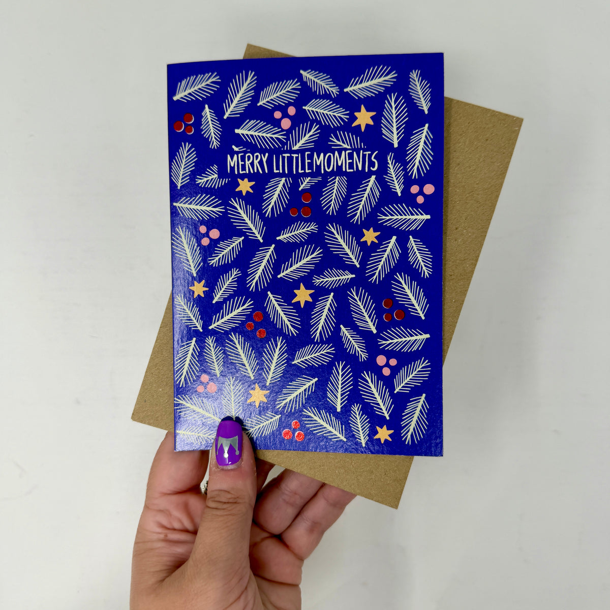 Purple Foliage Christmas Card | Festive Christmas Card 'Merry Little Moments'