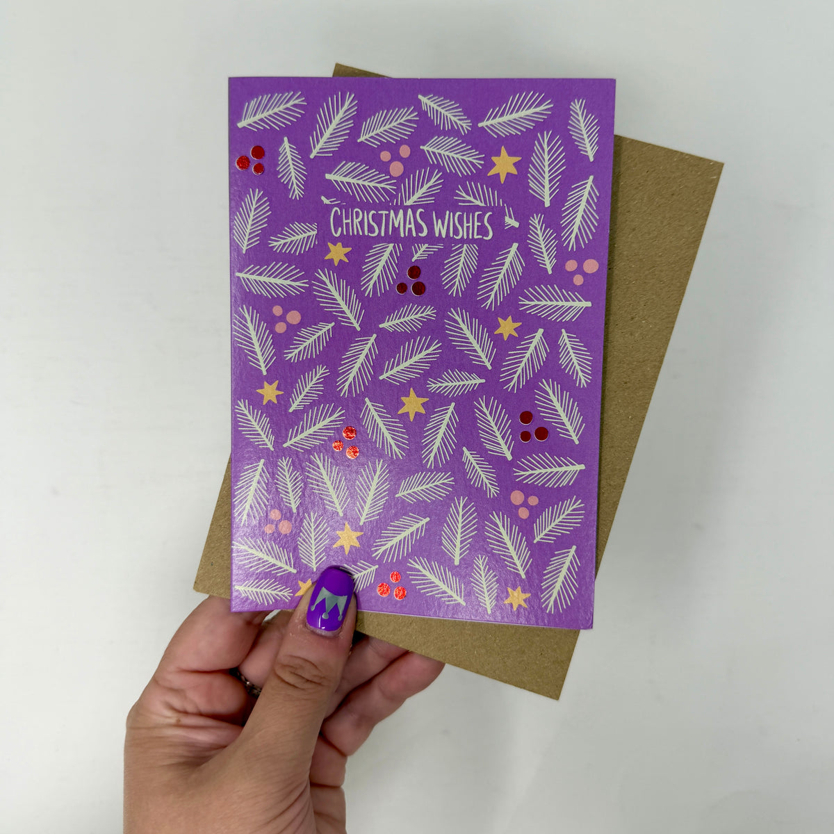 Lilac Foliage Christmas Card | Botanical Card | Festive Christmas Card 'Christmas Wishes'