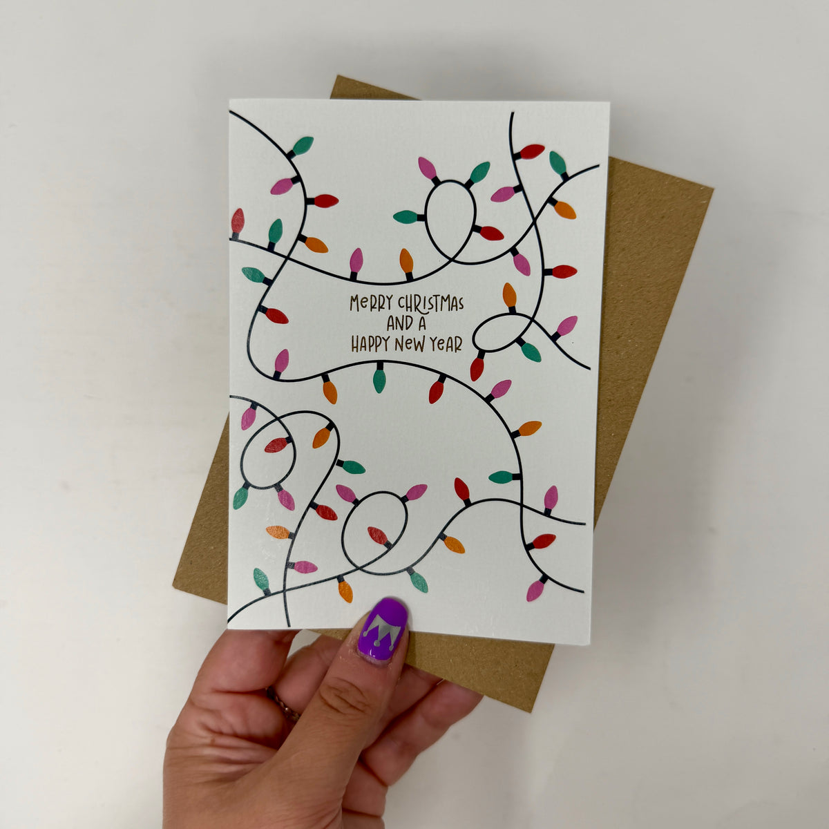 Christmas Vintage Lights | Festive String Lights Card 'Merry Christmas and a Happy New Year'