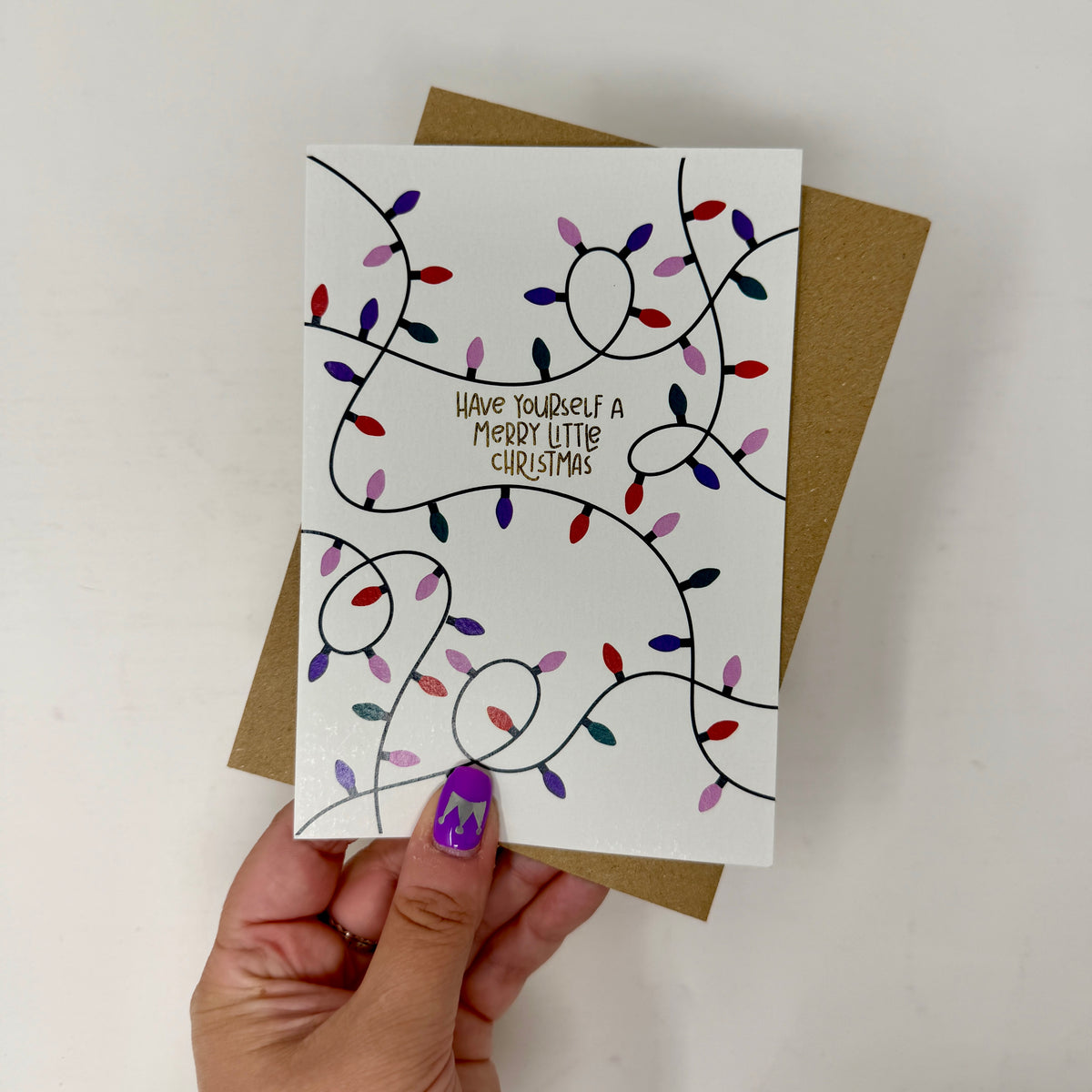 Christmas Vintage Lights | Festive String Lights Card 'Have Yourself a Merry Little Christmas'