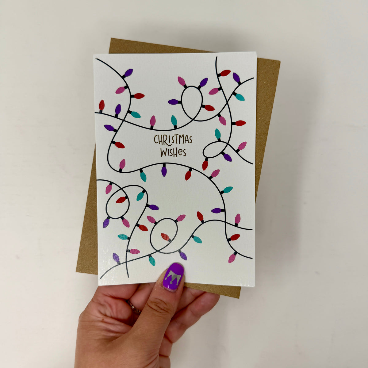 Christmas Vintage Lights | Festive String Lights Card 'Christmas Wishes'