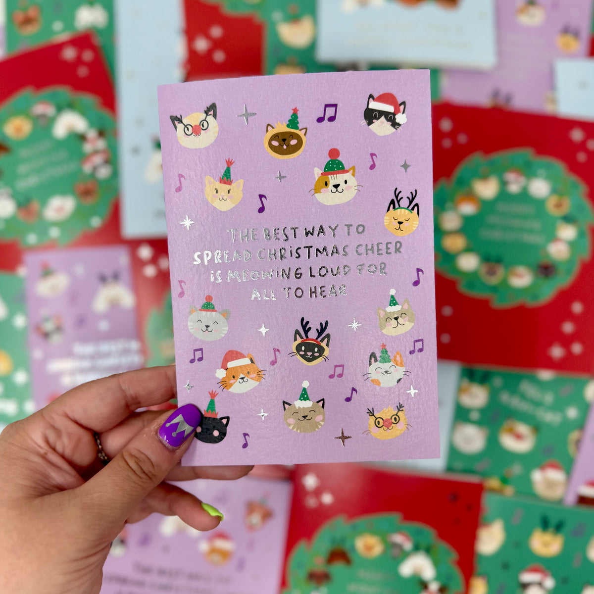 Cat Christmas Card | Festive Christmas Card for Cat Lovers 'The Best Way To Spread Christmas Cheer Is Meowing Loud For All To Hear.'