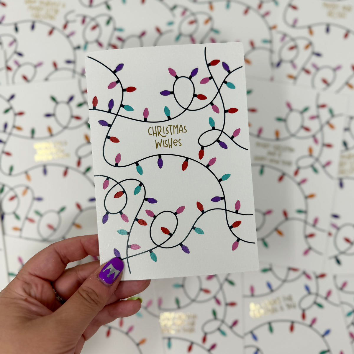 Christmas Vintage Lights | Festive String Lights Card 'Christmas Wishes'