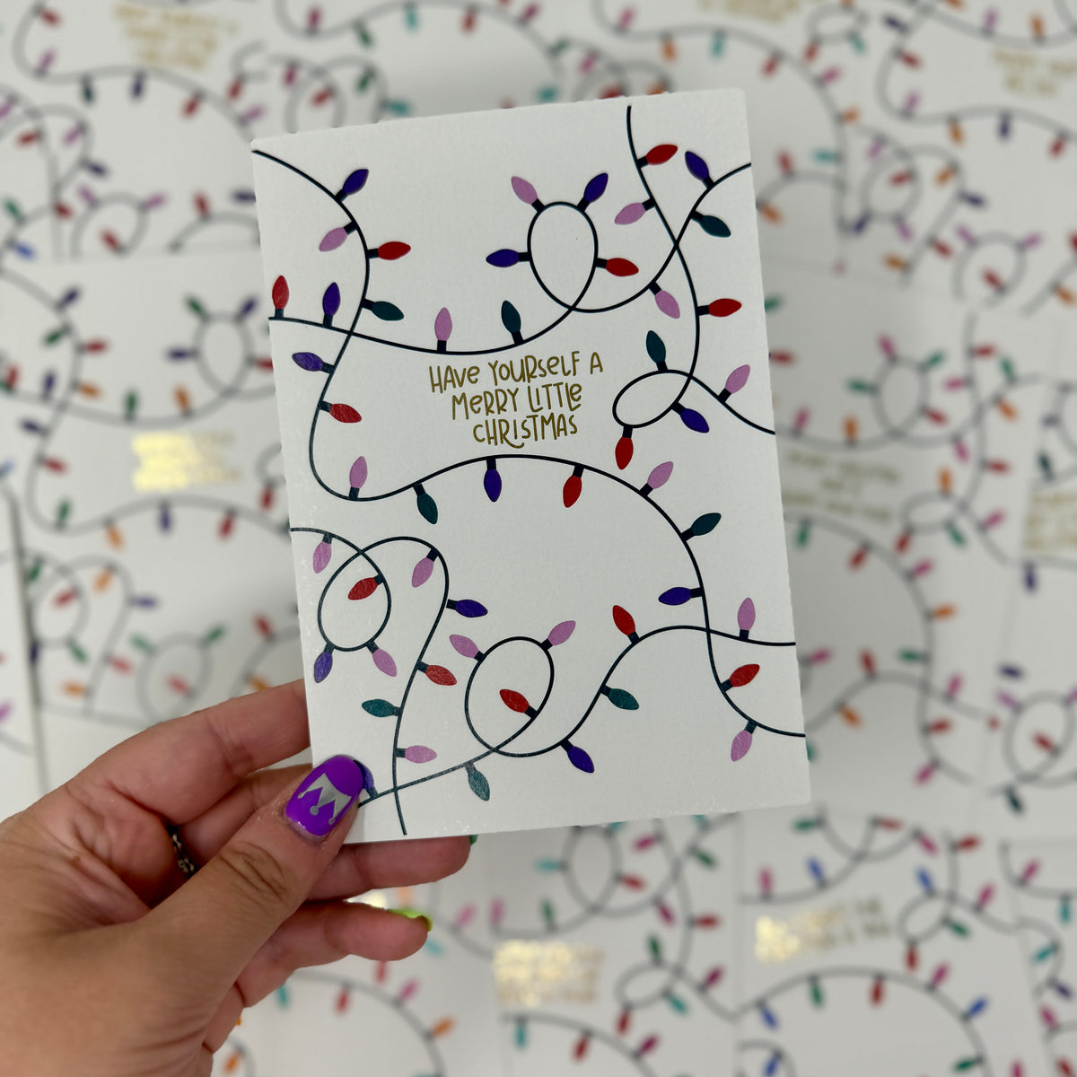 Christmas Vintage Lights | Festive String Lights Card 'Have Yourself a Merry Little Christmas'