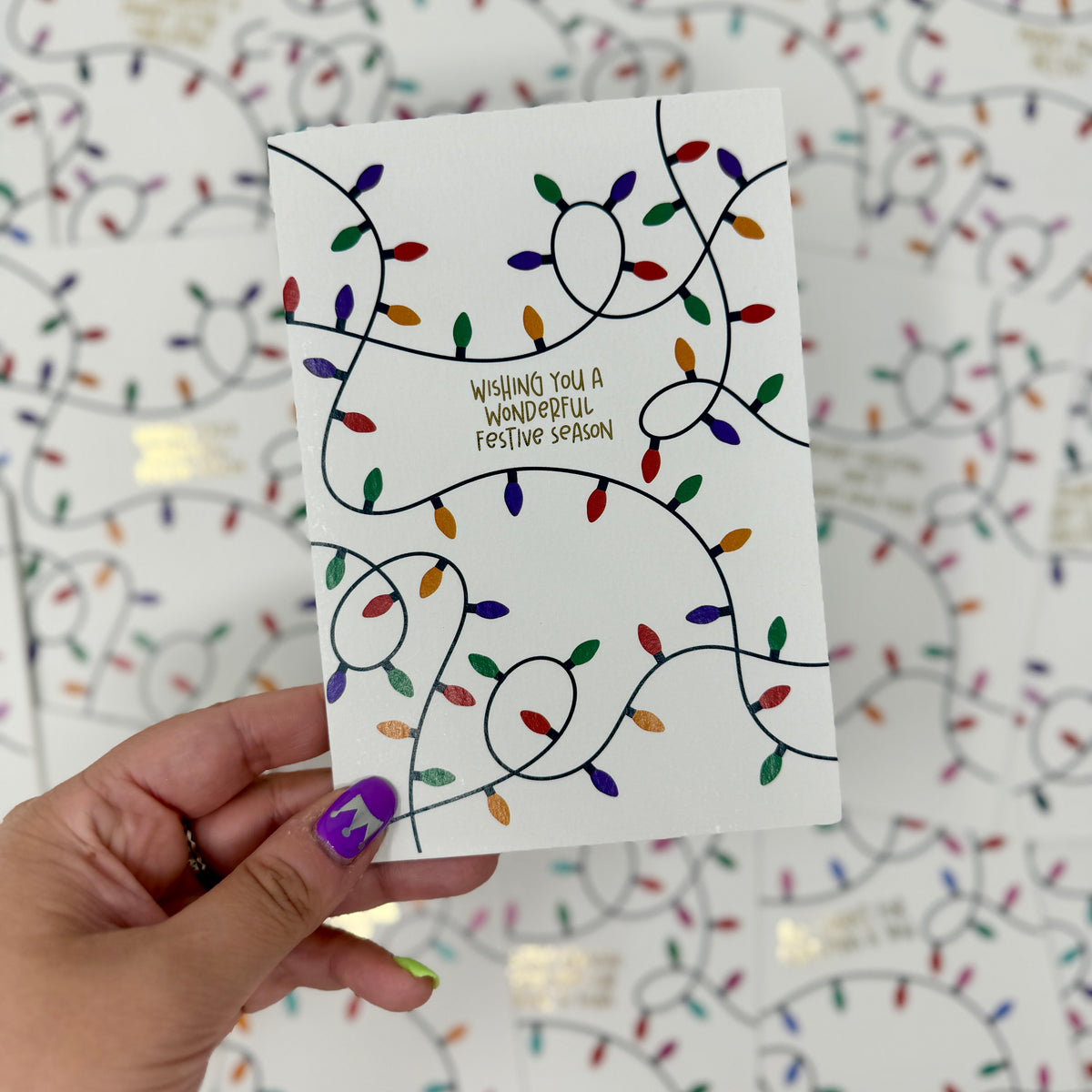 Christmas Vintage Lights | Festive String Lights Card 'Wishing You a Wonderful Festive Season'