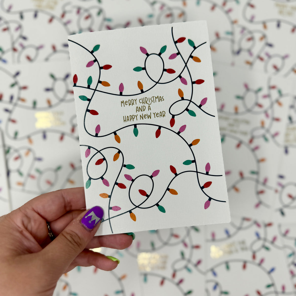 Christmas Vintage Lights | Festive String Lights Card 'Merry Christmas and a Happy New Year'