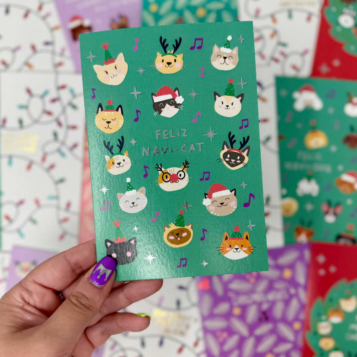Cute Christmas Card with Cats | Festive Card for Cat Lovers 'Feliz Navicat'