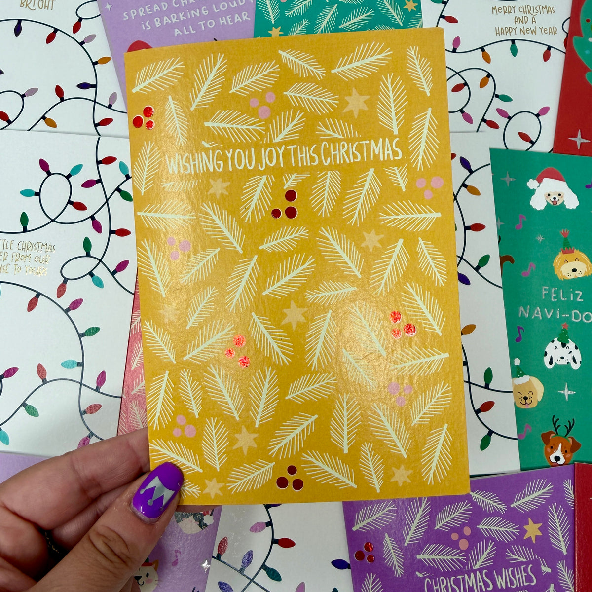 Yellow Foliage Christmas Card | Botanical Card | Festive Christmas Card 'Wishing You Joy This Christmas'