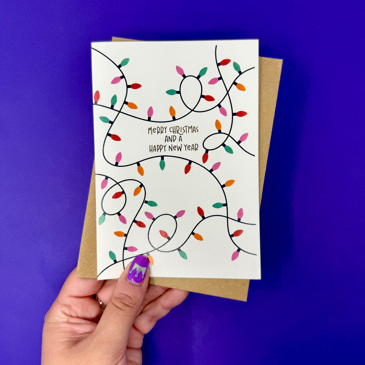 Christmas Vintage Lights | Festive String Lights Card 'Merry Christmas and a Happy New Year'