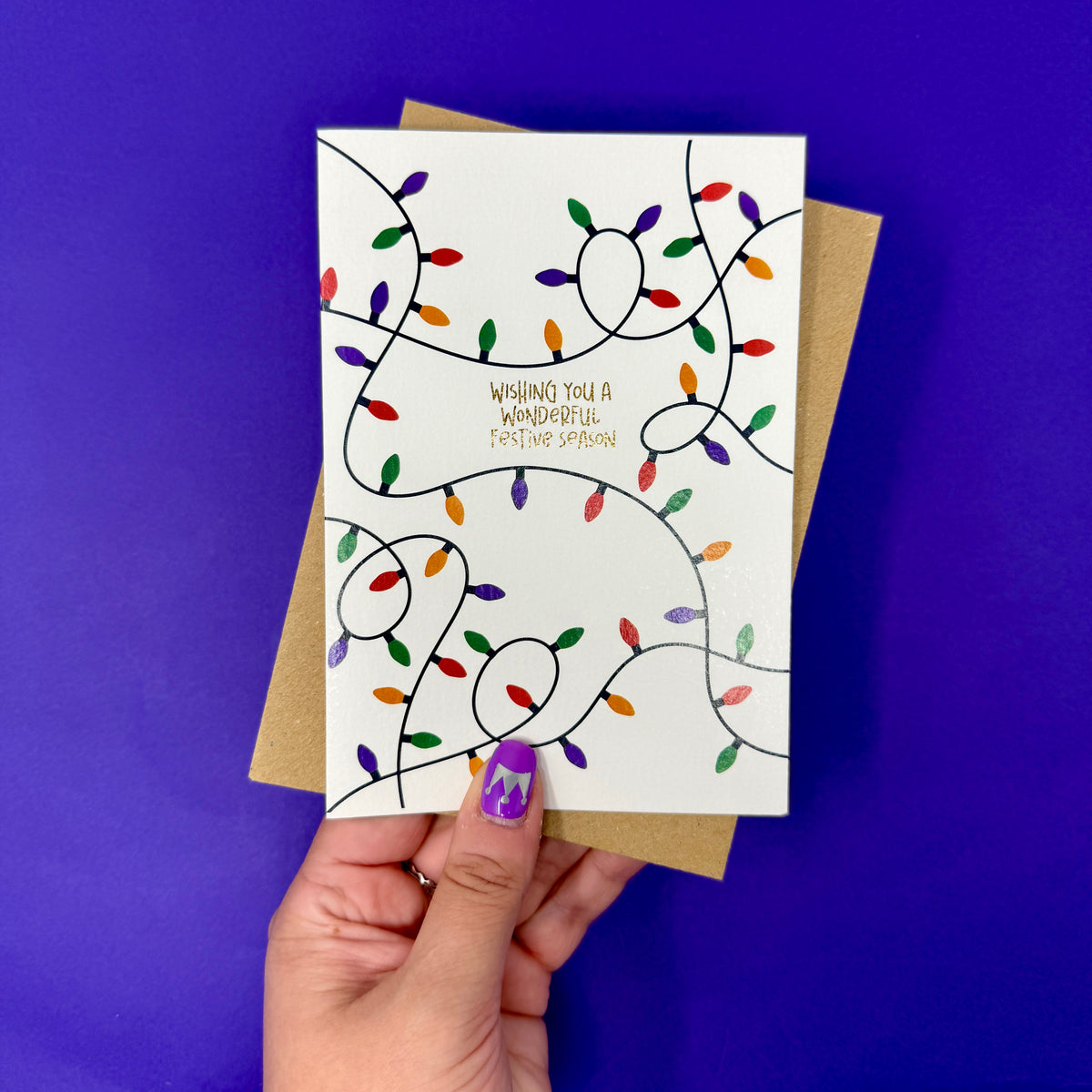 Christmas Vintage Lights | Festive String Lights Card 'Wishing You a Wonderful Festive Season'