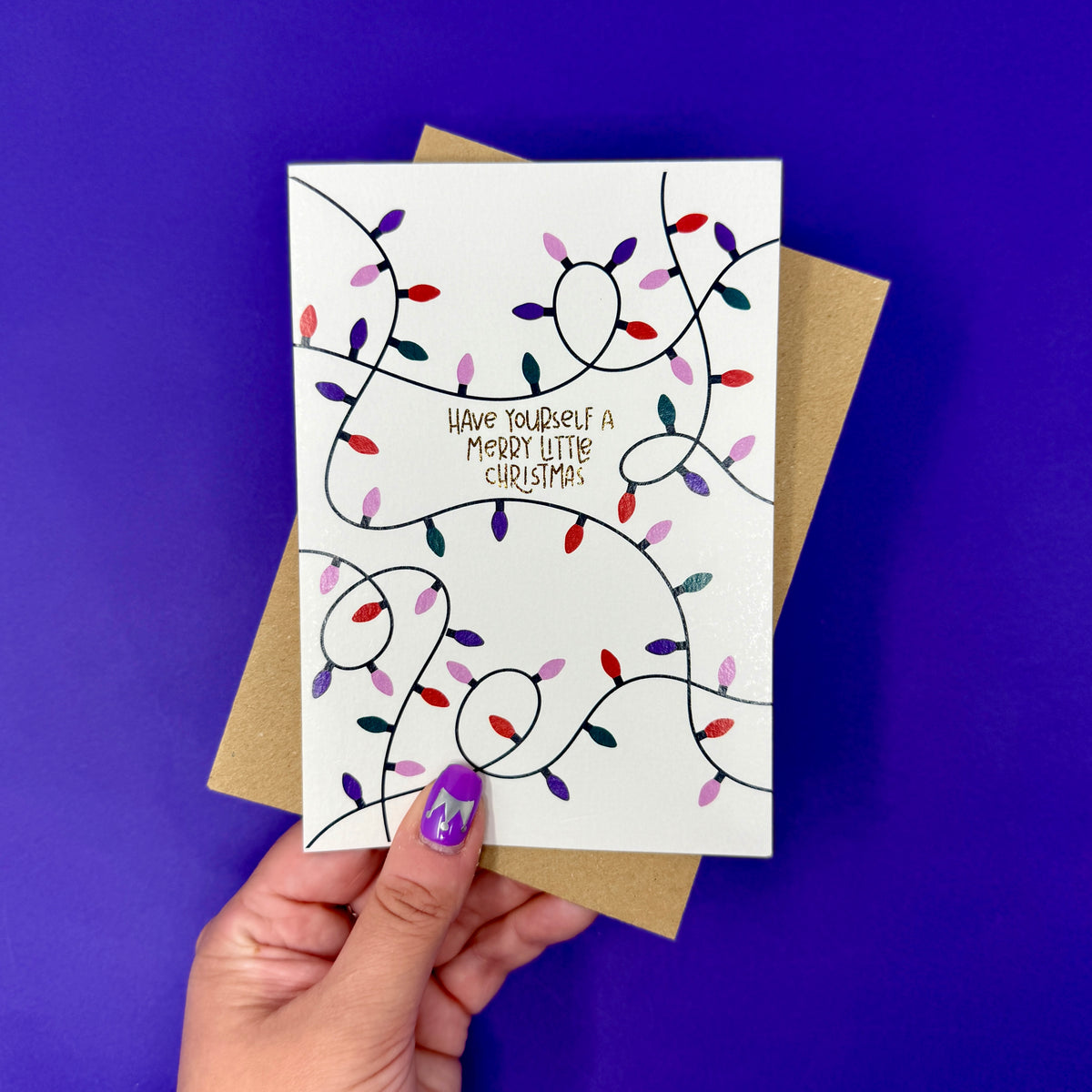 Christmas Vintage Lights | Festive String Lights Card 'Have Yourself a Merry Little Christmas'