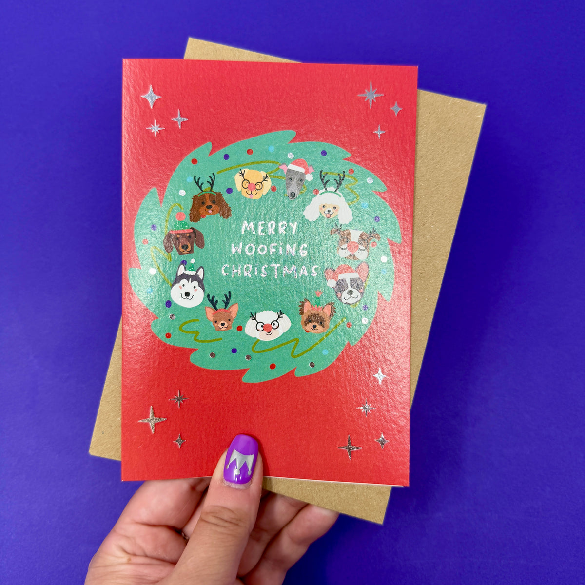 Funny Dog Christmas Card | Christmas Card for Dog Owners 'Merry Woofing Christmas'