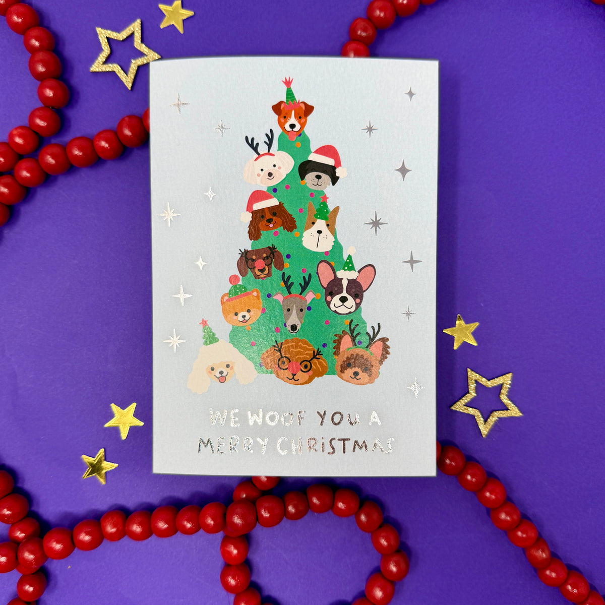 Christmas Card for Dog Lovers | Cute Festive Dog Card 'We Woof You A Merry Christmas'