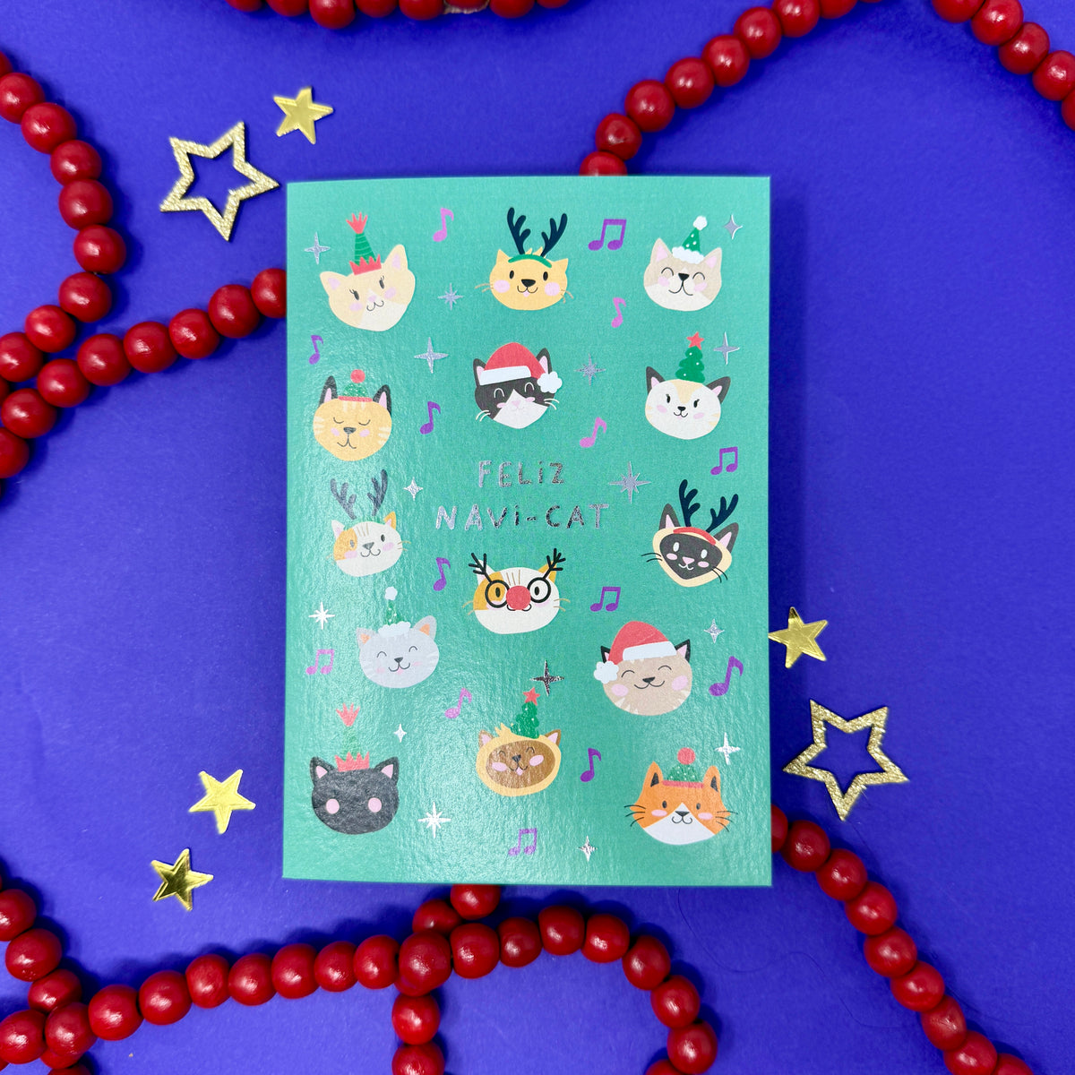 Cute Christmas Card with Cats | Festive Card for Cat Lovers 'Feliz Navicat'