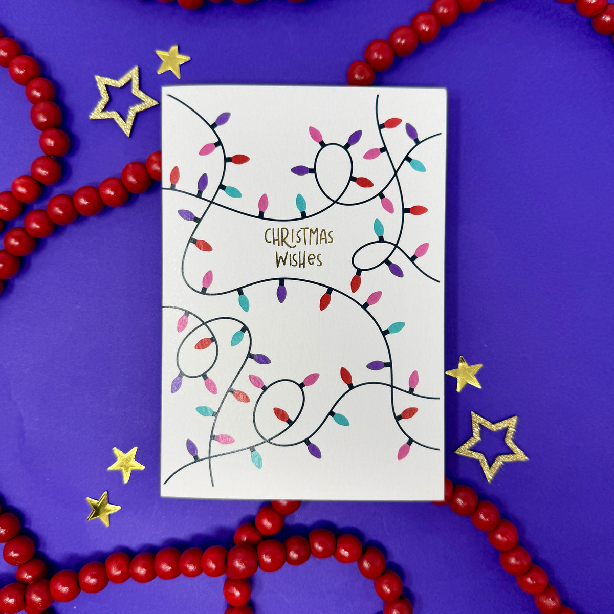 Christmas Vintage Lights | Festive String Lights Card 'Christmas Wishes'