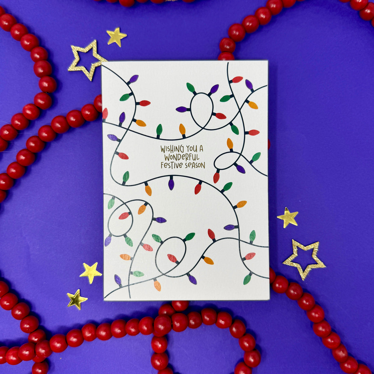 Christmas Vintage Lights | Festive String Lights Card 'Wishing You a Wonderful Festive Season'