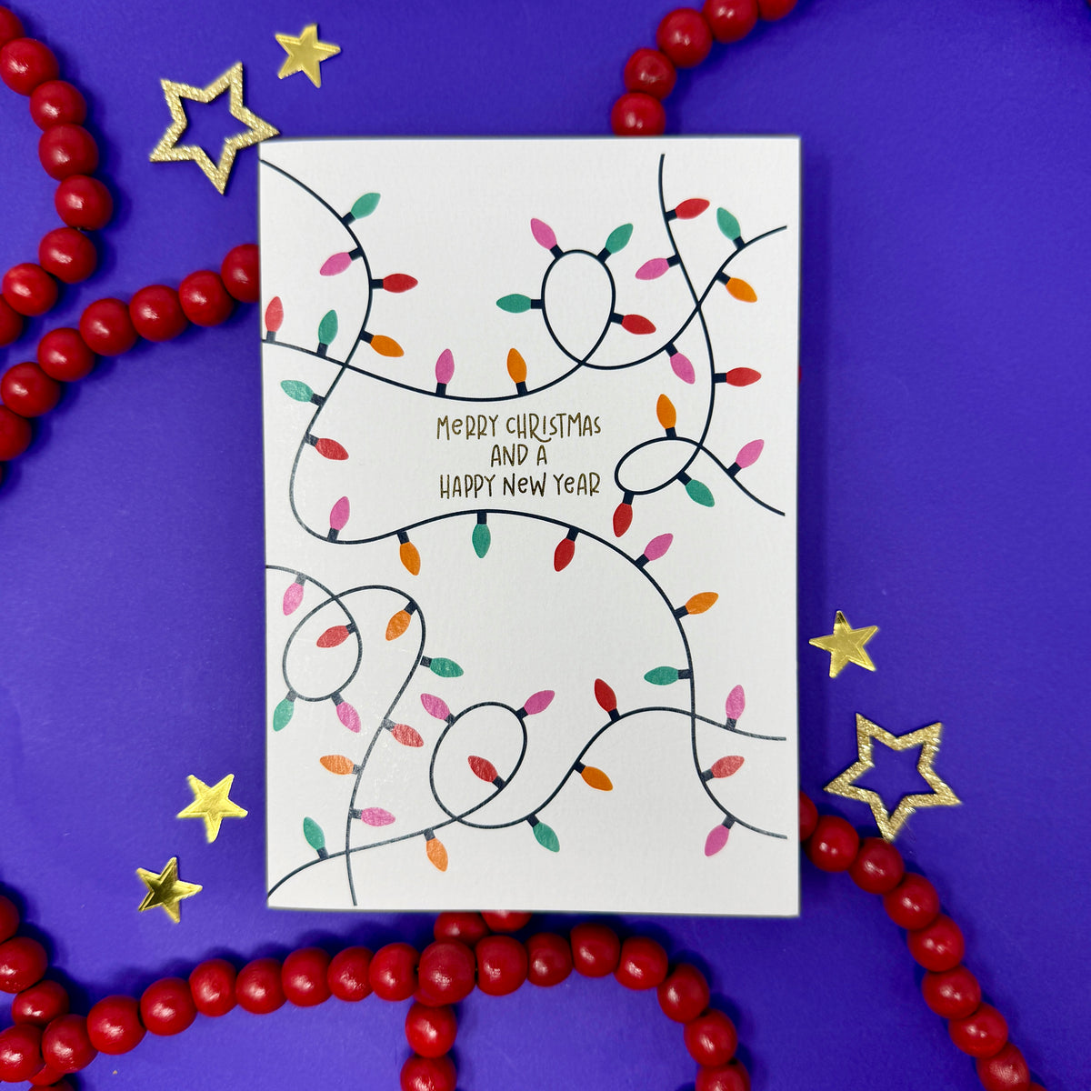 Christmas Vintage Lights | Festive String Lights Card 'Merry Christmas and a Happy New Year'