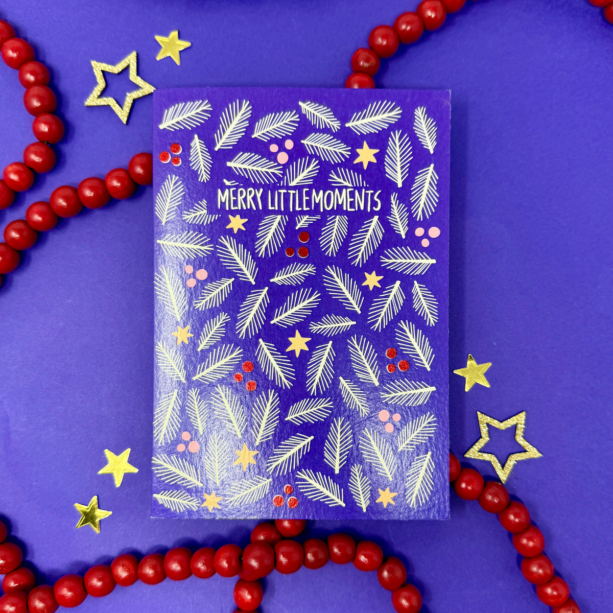 Purple Foliage Christmas Card | Festive Christmas Card 'Merry Little Moments'