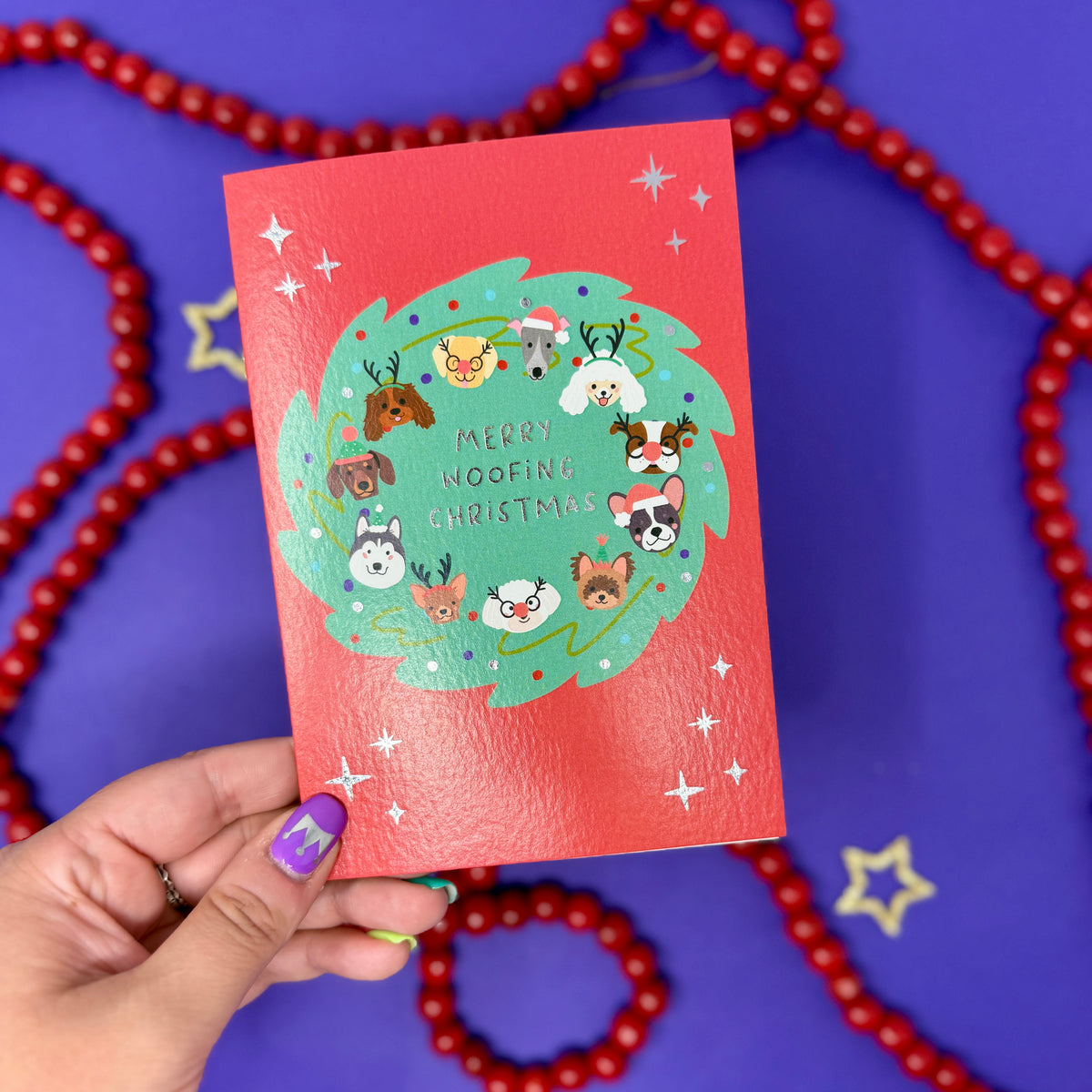 Funny Dog Christmas Card | Christmas Card for Dog Owners 'Merry Woofing Christmas'