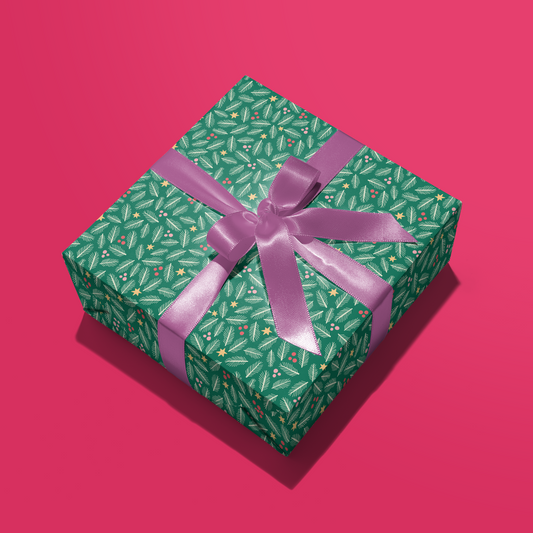 Christmas Greenery Gift Wrap - Two Sheets