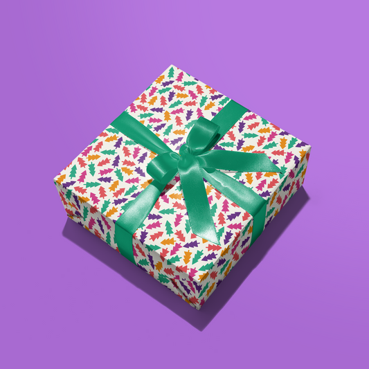 Colourful Christmas Tree Gift Wrap - Two Sheets