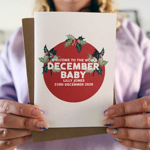 Personalised New Baby December Flower Card