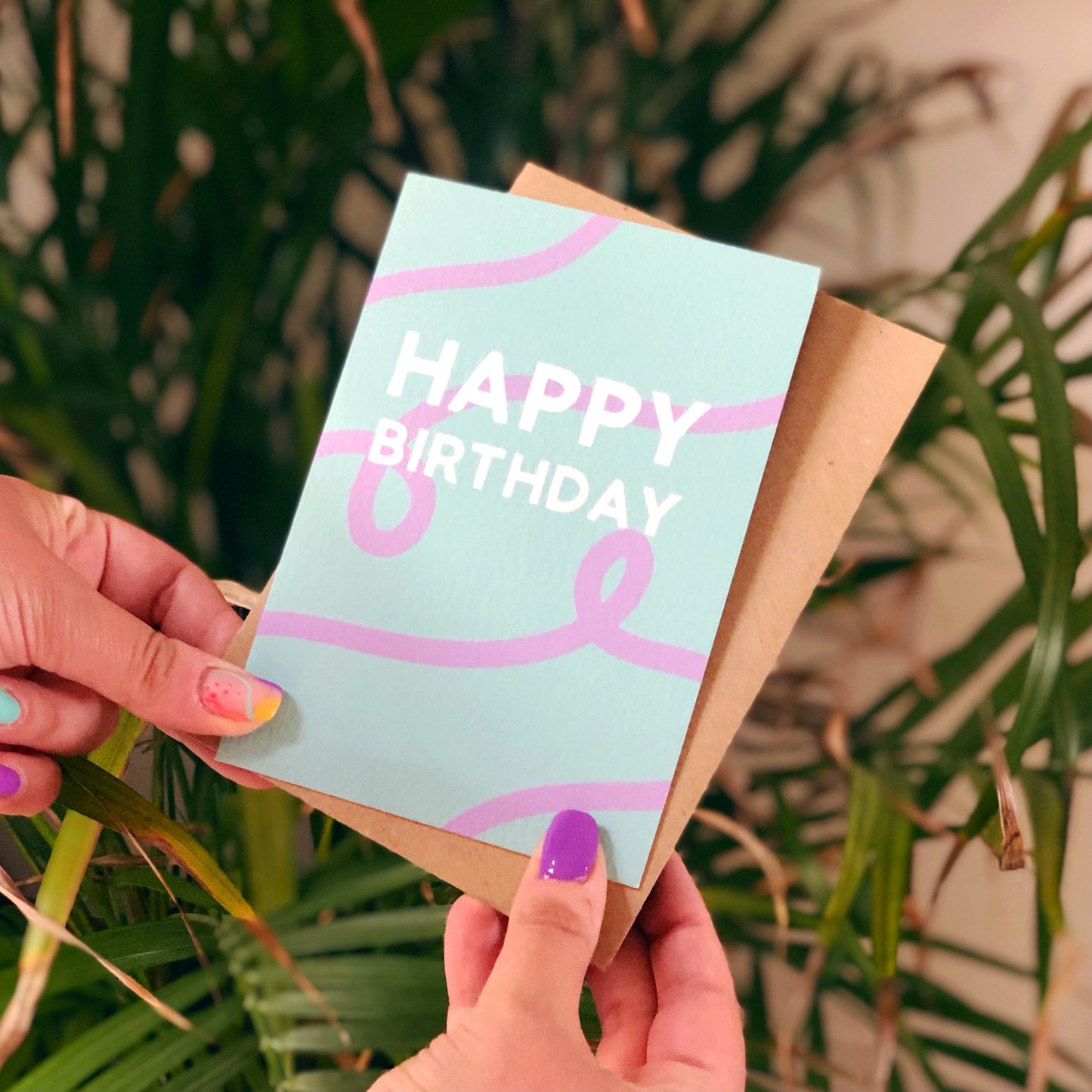 Happy Birthday Turquoise/Purple Card