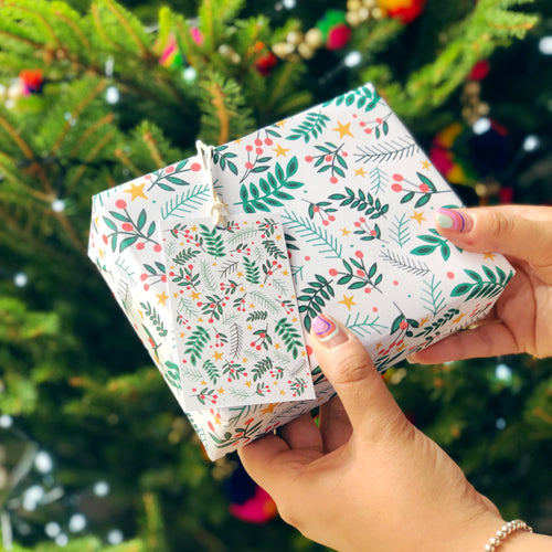Charity Christmas Gift Wrap Greenery Three Sheets
