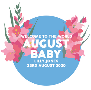 Personalised New Baby August Flower Card